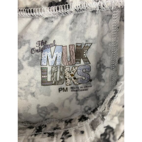 Muk Luks Womens Stretch Jogger Pants PM Cotton/Spandex Blend Black/White Camoufl - Picture 6 of 6